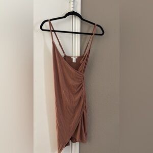 Bozzolo Pink and Orange Asymmetrical Ruched Slip Dress
